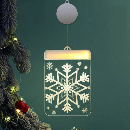 Witraż świąteczny LED lampki świąteczne śnieżynka